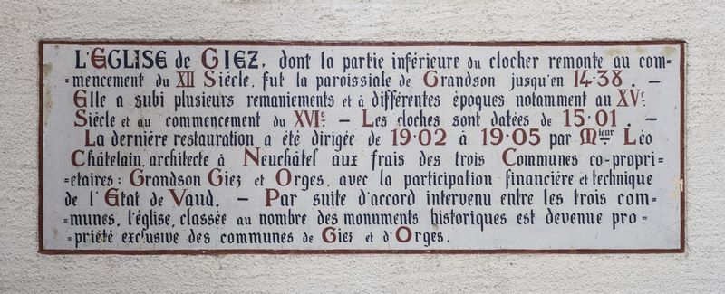 Eglise - Giez - Historique